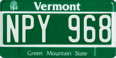 VT license plate NPY968