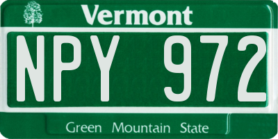VT license plate NPY972