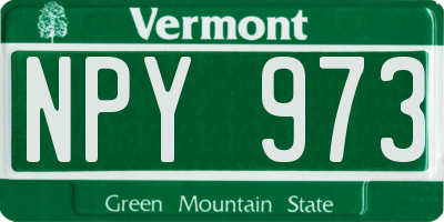 VT license plate NPY973