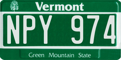 VT license plate NPY974