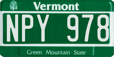 VT license plate NPY978