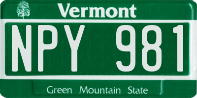 VT license plate NPY981