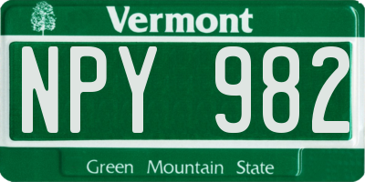 VT license plate NPY982
