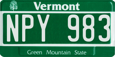 VT license plate NPY983
