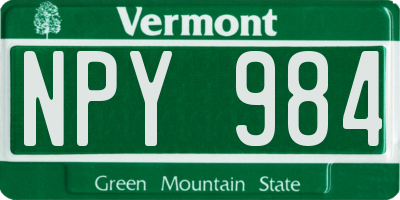 VT license plate NPY984
