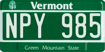 VT license plate NPY985