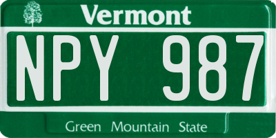 VT license plate NPY987