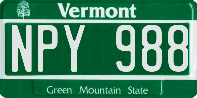 VT license plate NPY988