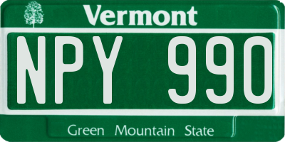 VT license plate NPY990