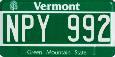VT license plate NPY992