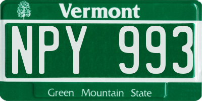 VT license plate NPY993