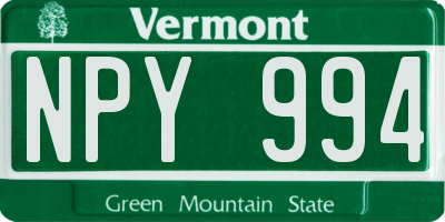 VT license plate NPY994