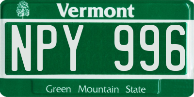 VT license plate NPY996