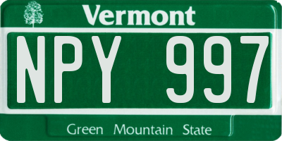 VT license plate NPY997