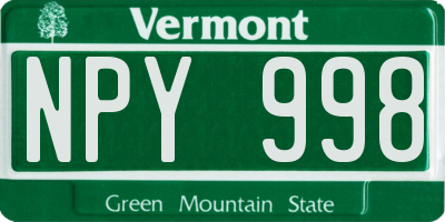 VT license plate NPY998