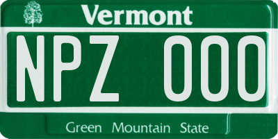 VT license plate NPZ000