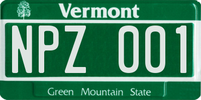 VT license plate NPZ001