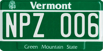 VT license plate NPZ006