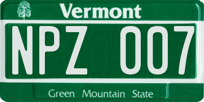 VT license plate NPZ007