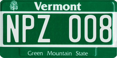VT license plate NPZ008