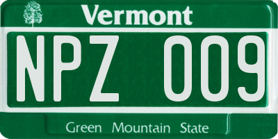 VT license plate NPZ009