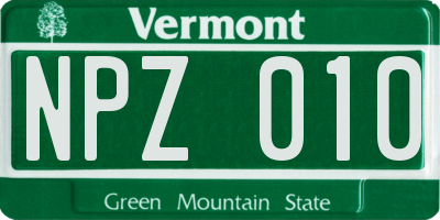 VT license plate NPZ010