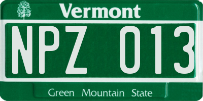 VT license plate NPZ013