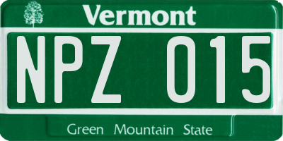VT license plate NPZ015