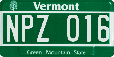 VT license plate NPZ016
