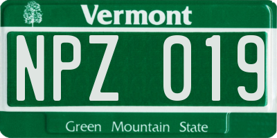 VT license plate NPZ019