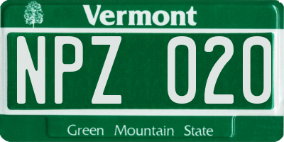 VT license plate NPZ020
