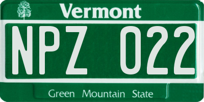 VT license plate NPZ022