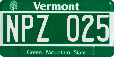 VT license plate NPZ025