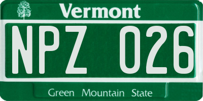 VT license plate NPZ026