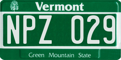 VT license plate NPZ029