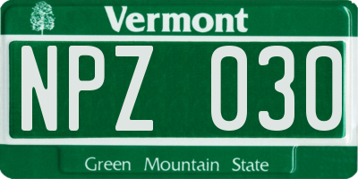 VT license plate NPZ030