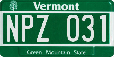 VT license plate NPZ031