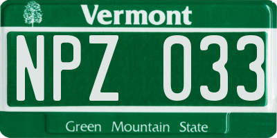 VT license plate NPZ033