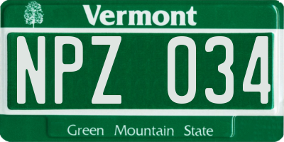 VT license plate NPZ034