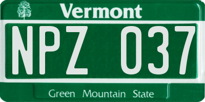 VT license plate NPZ037