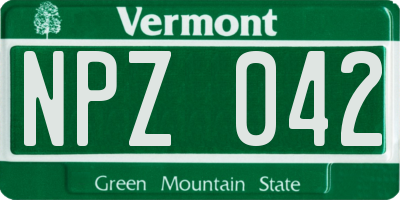 VT license plate NPZ042
