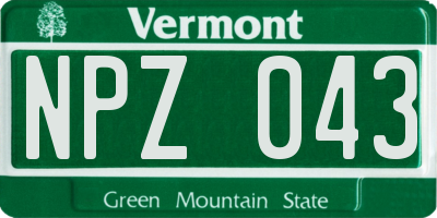 VT license plate NPZ043