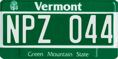 VT license plate NPZ044
