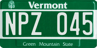 VT license plate NPZ045