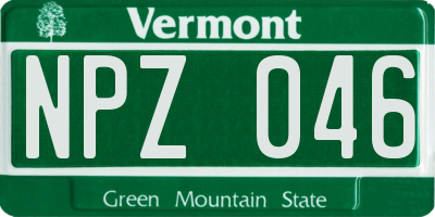 VT license plate NPZ046
