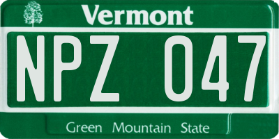 VT license plate NPZ047