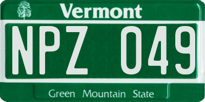 VT license plate NPZ049