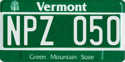VT license plate NPZ050
