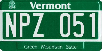 VT license plate NPZ051