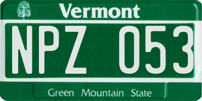 VT license plate NPZ053